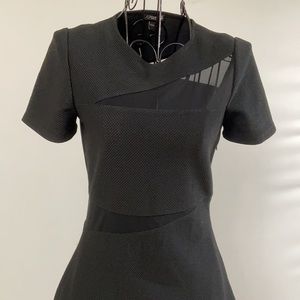 Black body con dress with peekaboo mesh panels. Perfect LBD